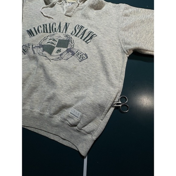 Vintage 90s Michigan State Hoodie Sweatshirt Men's XL Heather Gray Retro Heavy - Picture 8 of 15